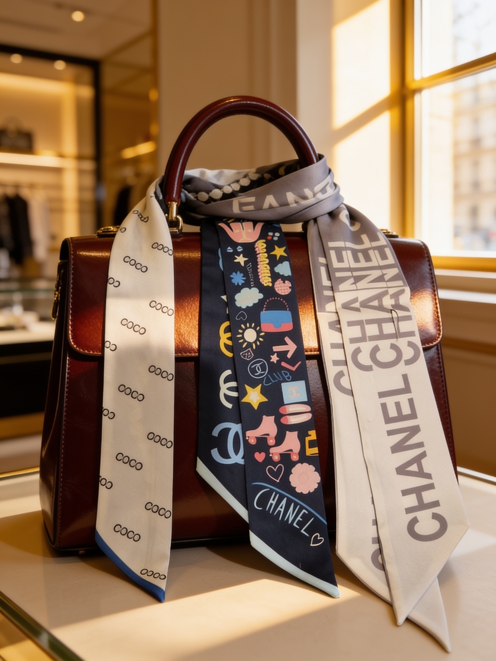 CHANEL Twilly SCARVES (BAG NOT INCLUDED)